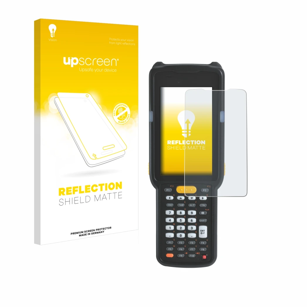 Front side of a product packaging with the brand logo upscreen. Next to it is the device Zebra MC330L shown with the correspon