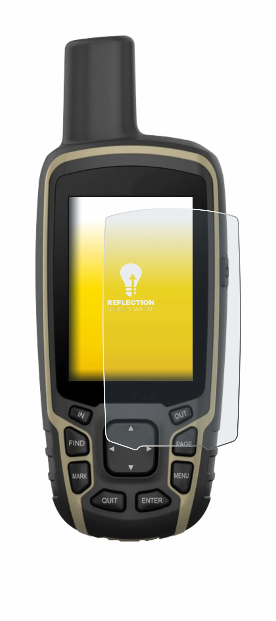 Image of the device Garmin GPSMAP 65s with a wide variety of screen protectors.