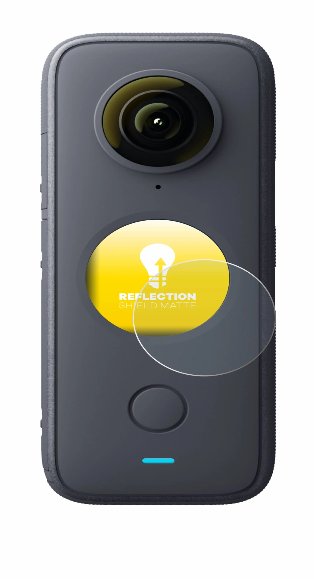 Image of the device Insta360 One X2 with a wide variety of screen protectors.