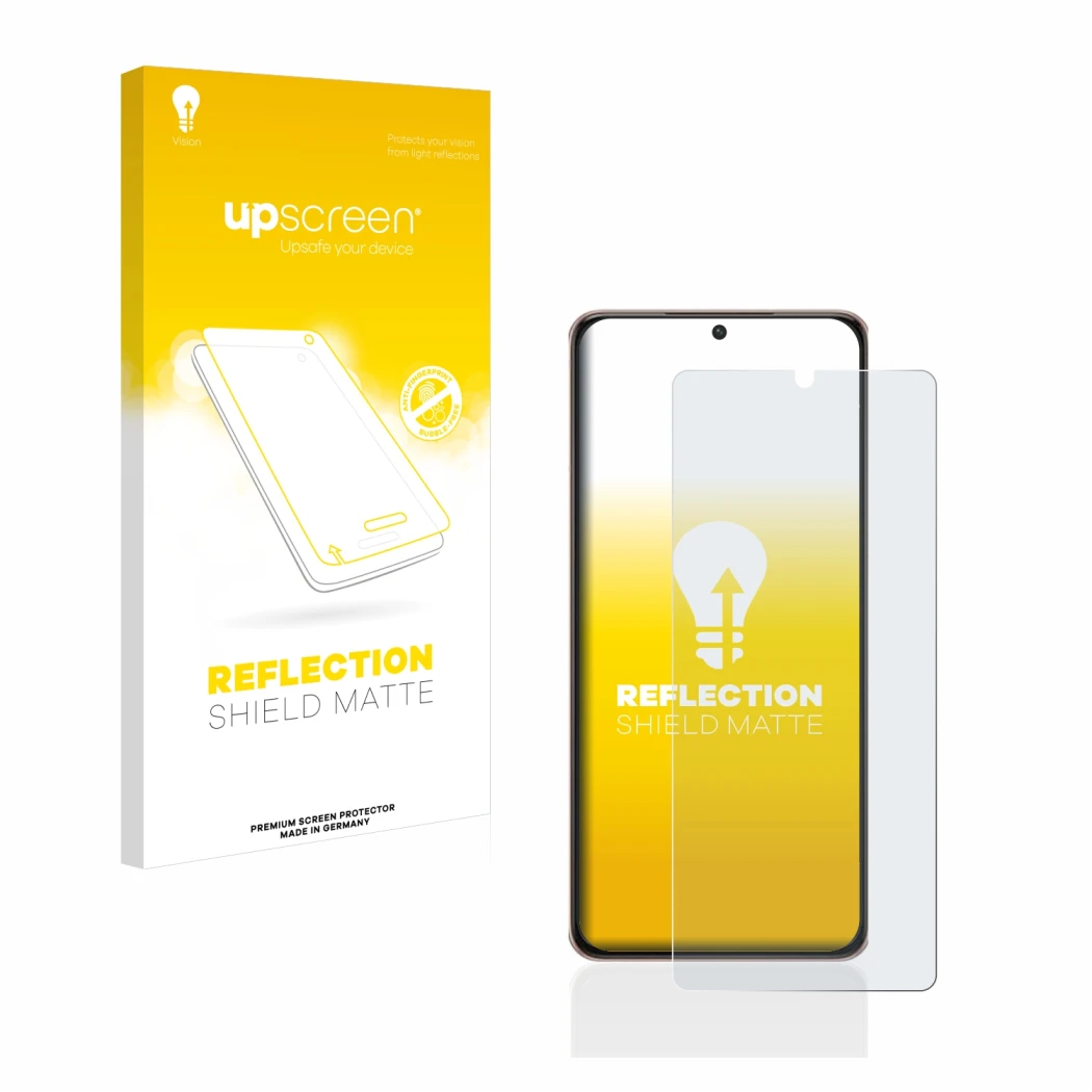 Front side of a product packaging with the brand logo upscreen. Next to it is the device Samsung Galaxy S21 Ultra 5G shown wit