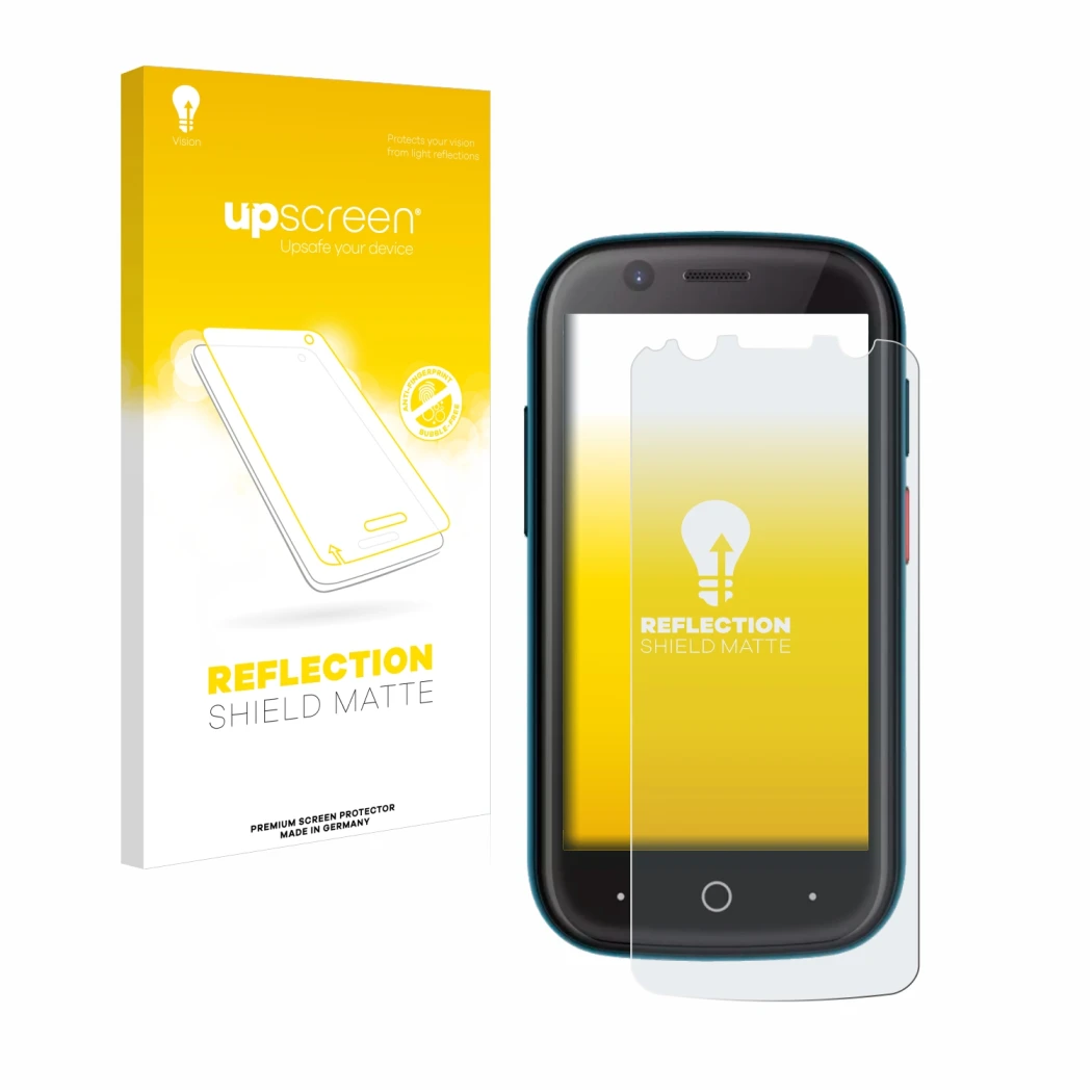 Front side of a product packaging with the brand logo upscreen. Next to it is the device Unihertz Jelly 2 shown with the corre