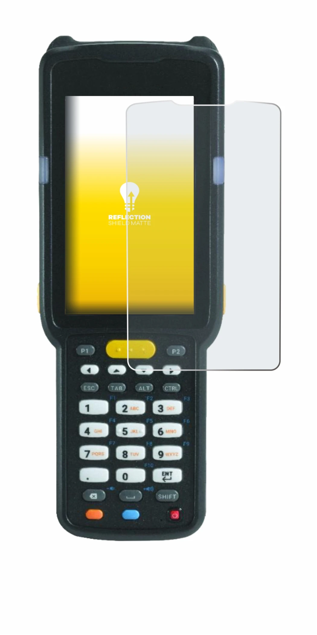 Image of the device Zebra MC3300X with a wide variety of screen protectors.