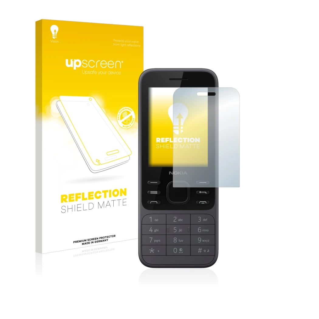 Front side of a product packaging with the brand logo upscreen. Next to it is the device Nokia 6300 2020 shown with the corres