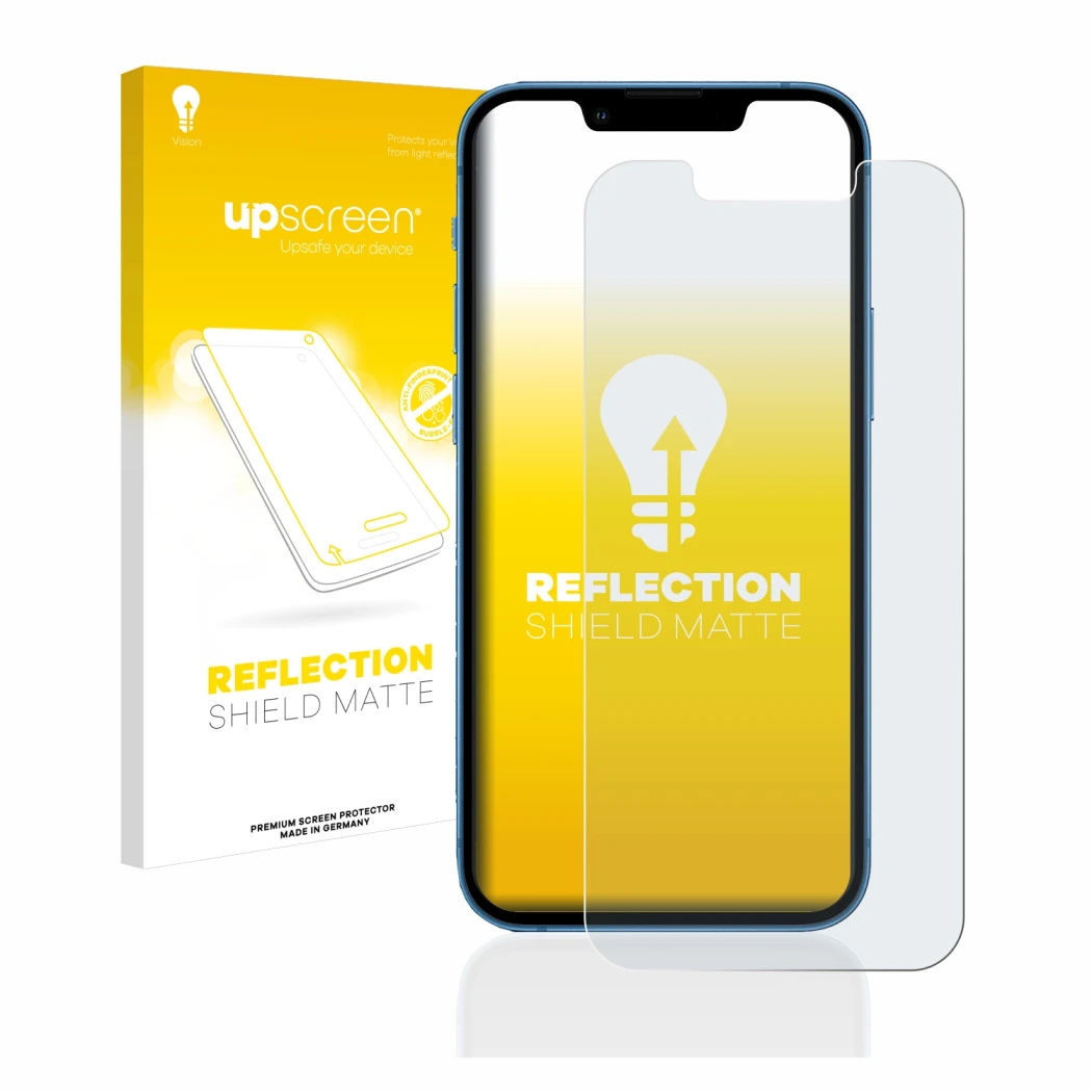 Front side of a product packaging with the brand logo upscreen. Next to it is the device Apple iPhone 13 mini shown with the c