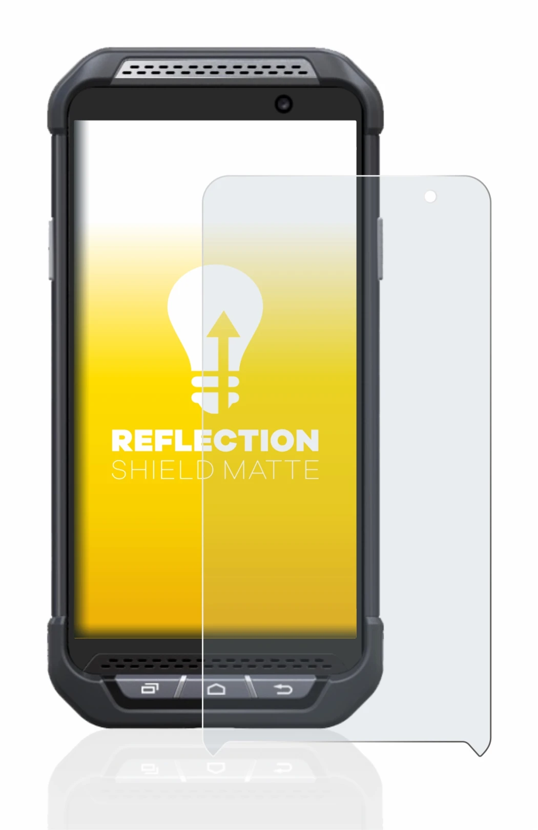 Image of the device Point Mobile PM85 with a wide variety of screen protectors.