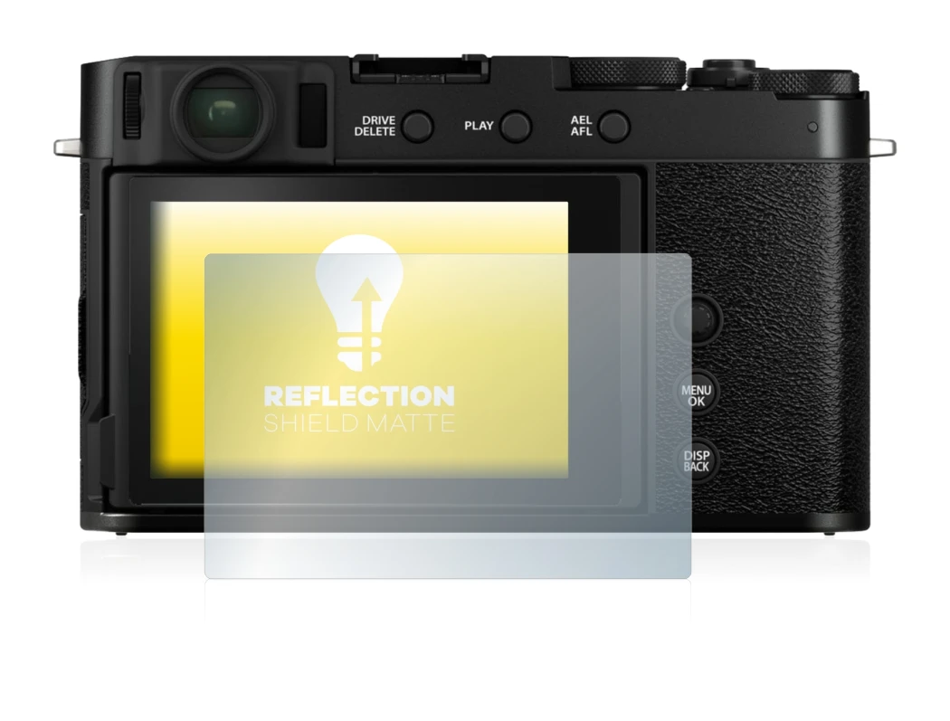 Image of the device Fujifilm X-E4 with a wide variety of screen protectors.