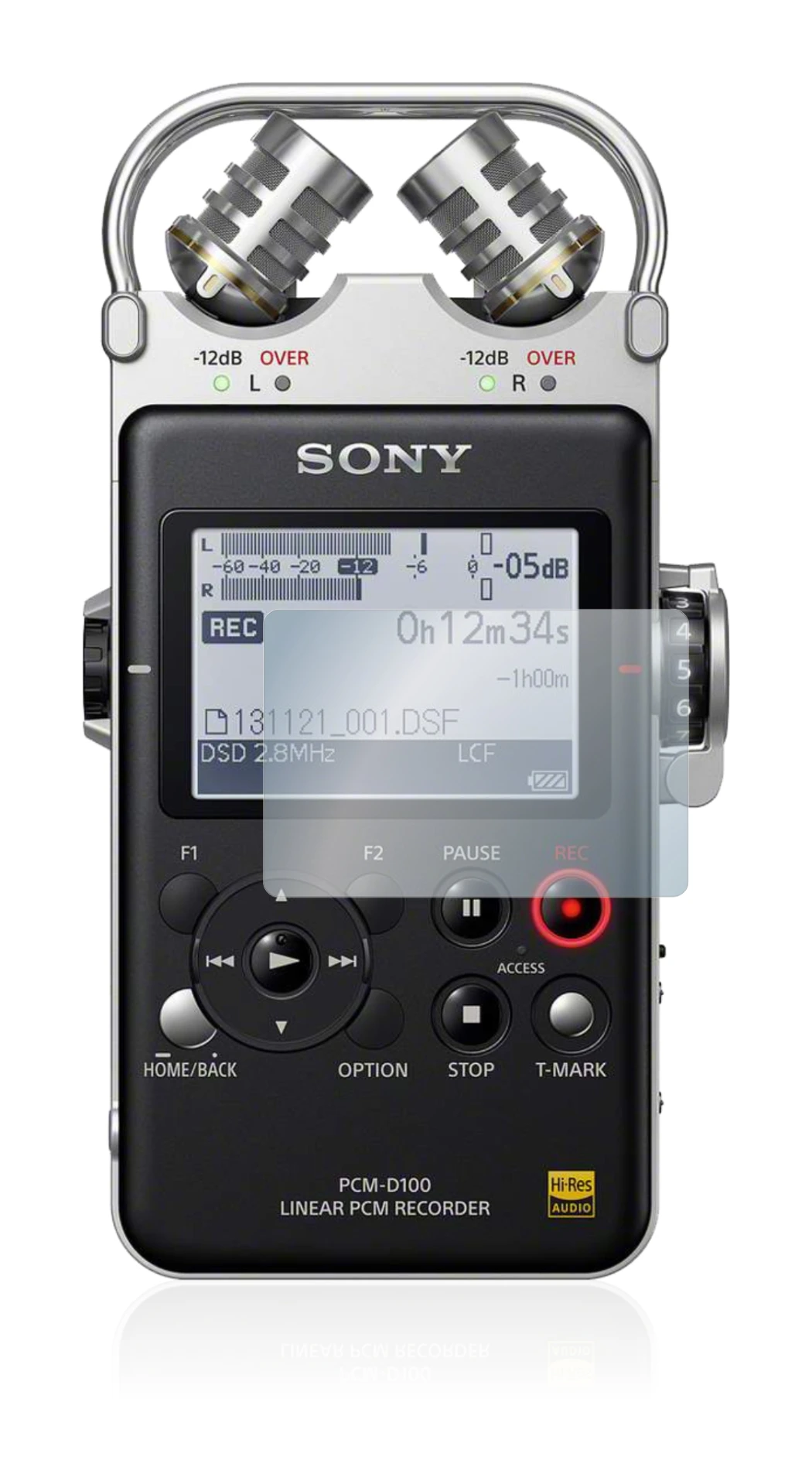 Image of the device Sony PCM D100 with a wide variety of screen protectors.