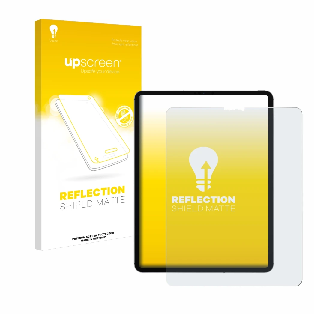 Front side of a product packaging with the brand logo upscreen. Next to it is the device Apple iPad Pro 12.9