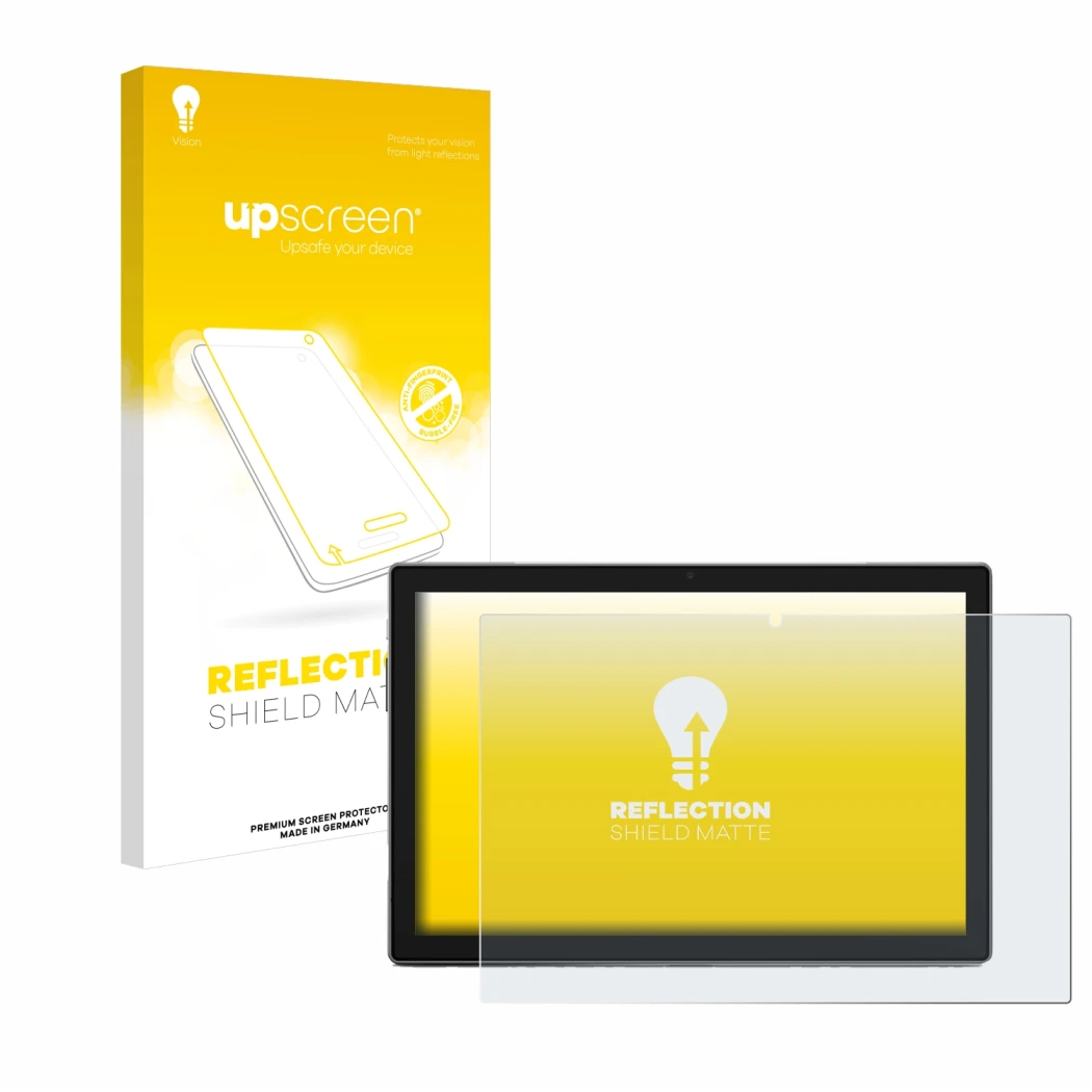 Front side of a product packaging with the brand logo upscreen. Next to it is the device Blackview Tab 9 shown with the corres