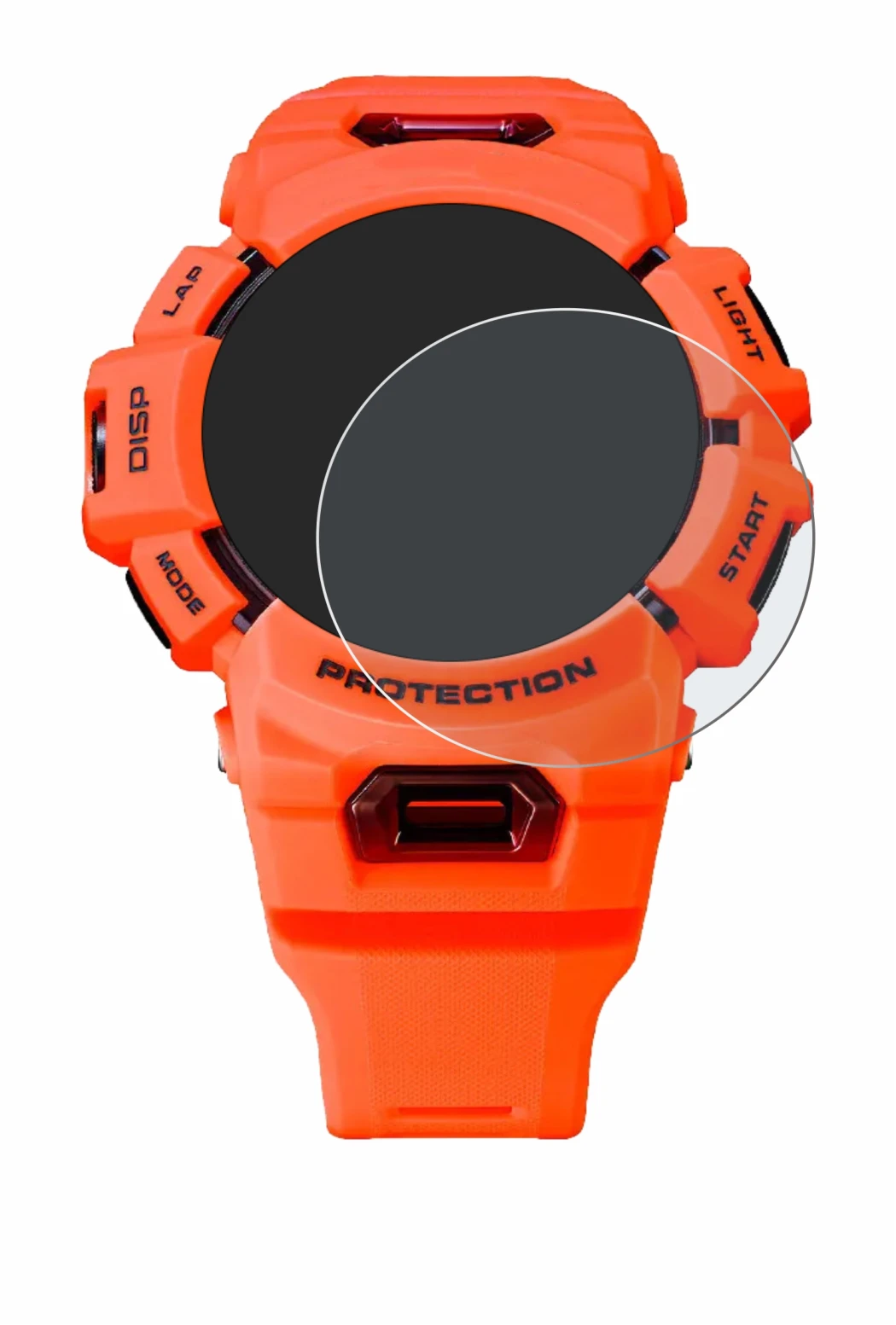 Image of the device Casio G-Shock GBA-900 with a wide variety of screen protectors.