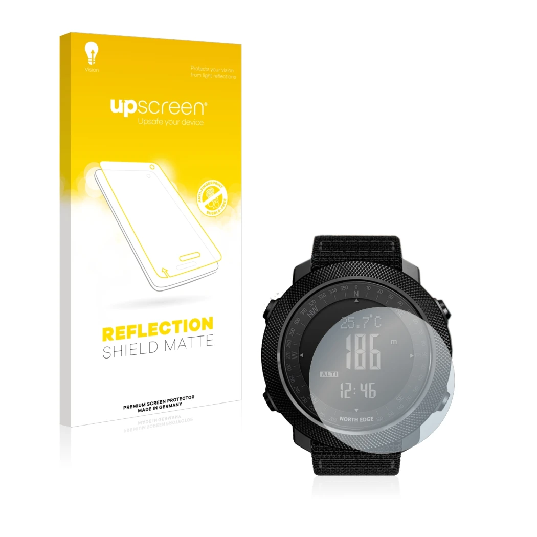 Front side of a product packaging with the brand logo upscreen. Next to it is the device Explopur North Edge Apache shown with