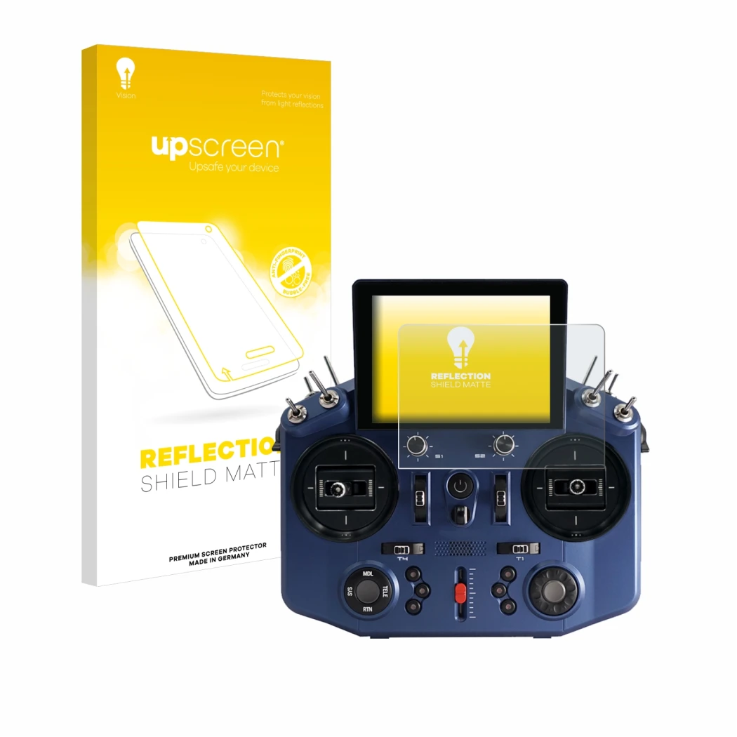 Front side of a product packaging with the brand logo upscreen. Next to it is the device FrSky Tandem X20S shown with the corr