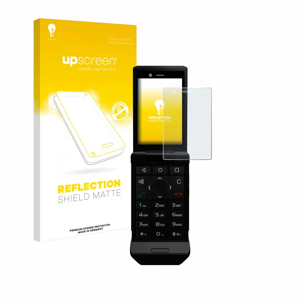 Front side of a product packaging with the brand logo upscreen. Next to it is the device Caterpillar Cat S22 Flip shown with t