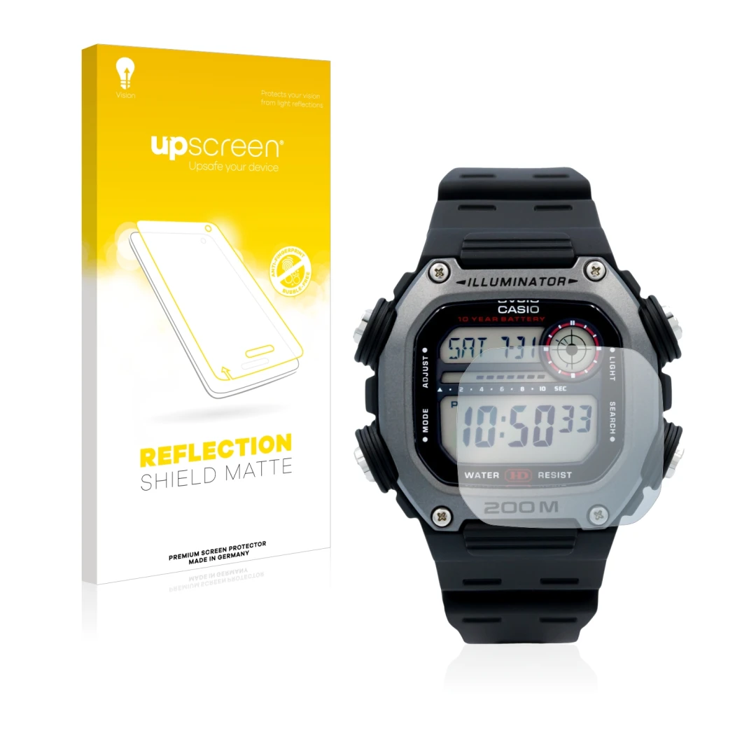 Front side of a product packaging with the brand logo upscreen. Next to it is the device Casio DW-291H shown with the correspo