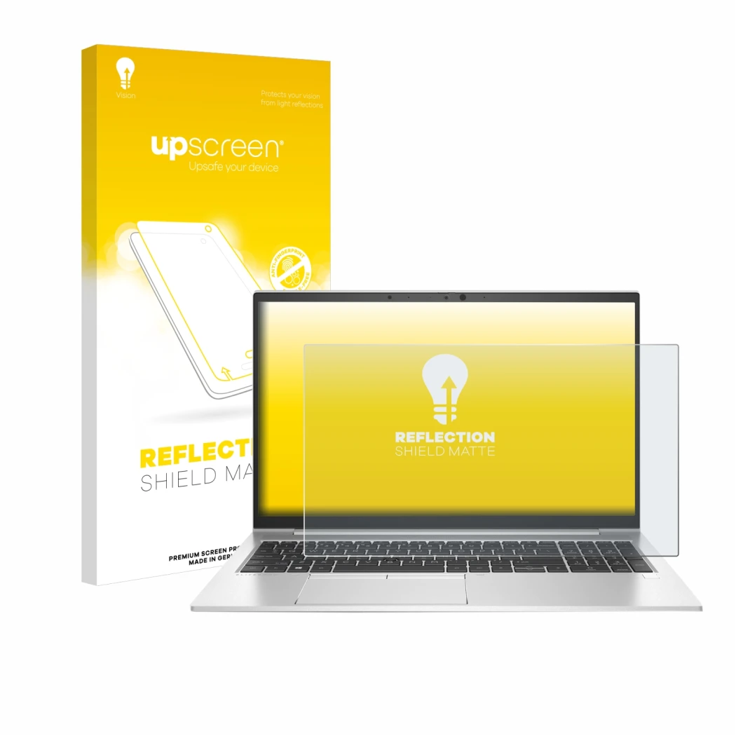 Front side of a product packaging with the brand logo upscreen. Next to it is the device HP EliteBook 850 G7 shown with the co