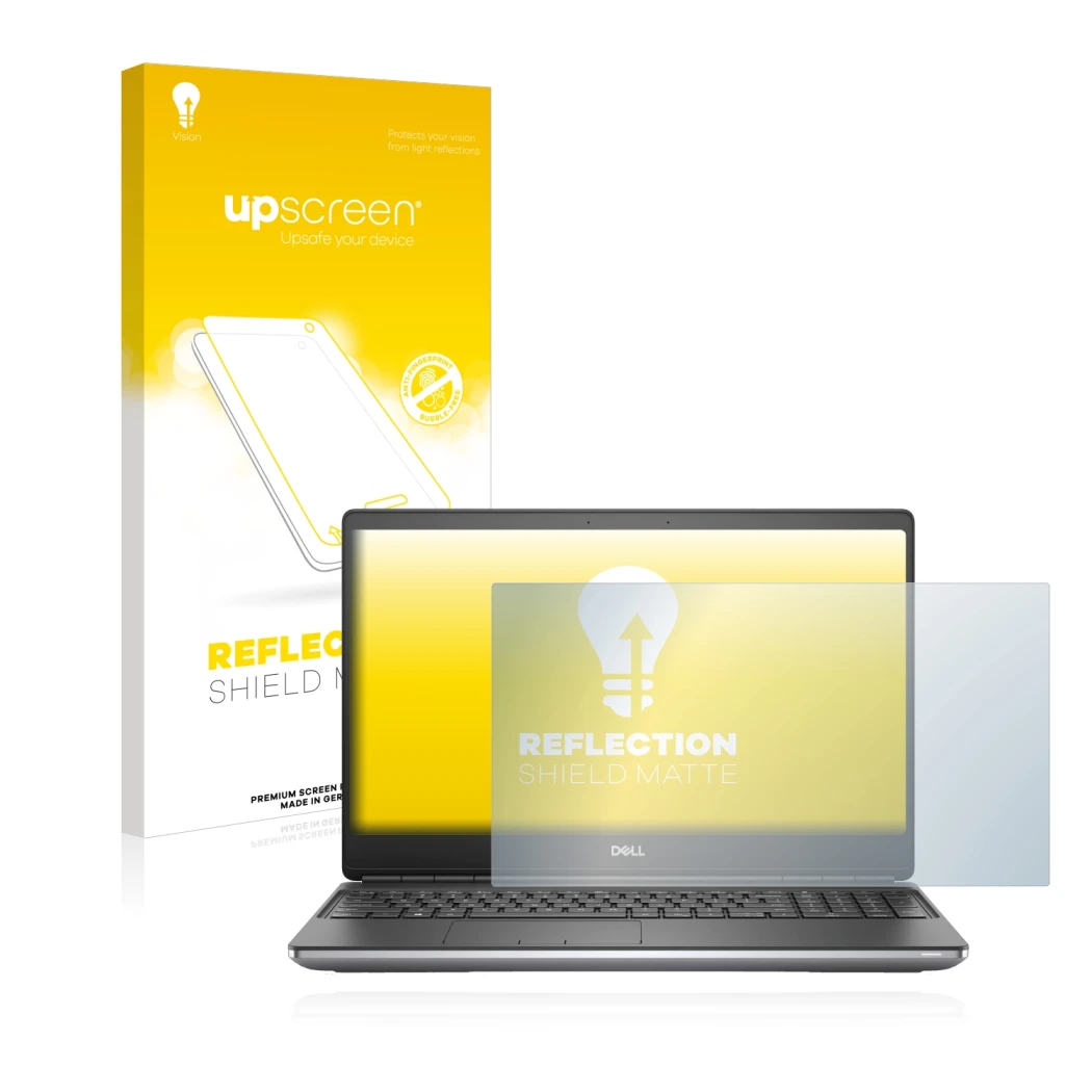 Front side of a product packaging with the brand logo upscreen. Next to it is the device Dell Precision 7560 shown with the co