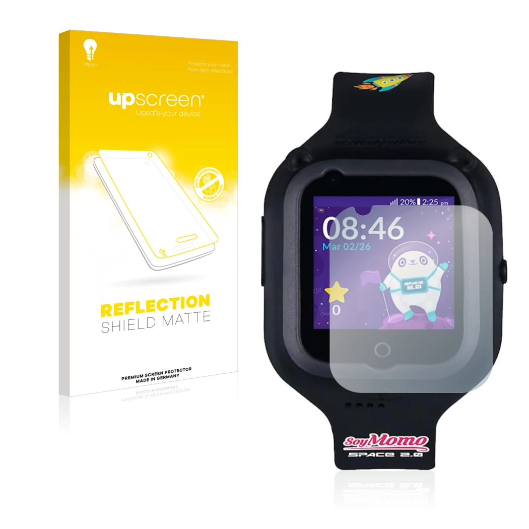 Front side of a product packaging with the brand logo upscreen. Next to it is the device SoyMomo Space 2.0 shown with the corr