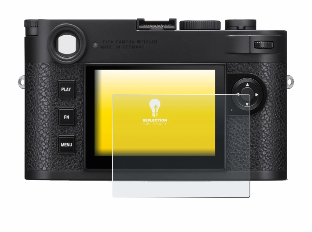 Image of the device Leica M11 with a wide variety of screen protectors.