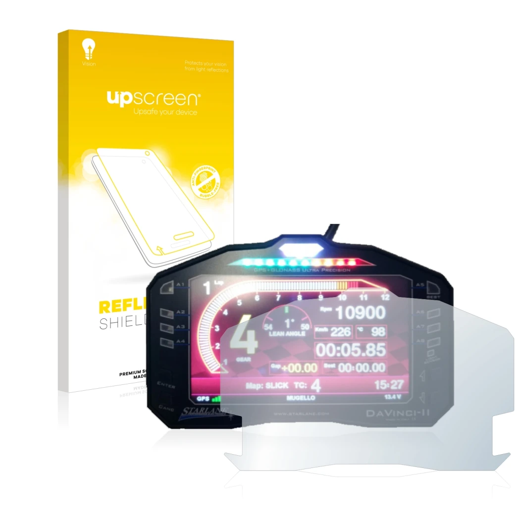 Front side of a product packaging with the brand logo upscreen. Next to it is the device Starlane DaVinci-II S shown with the 