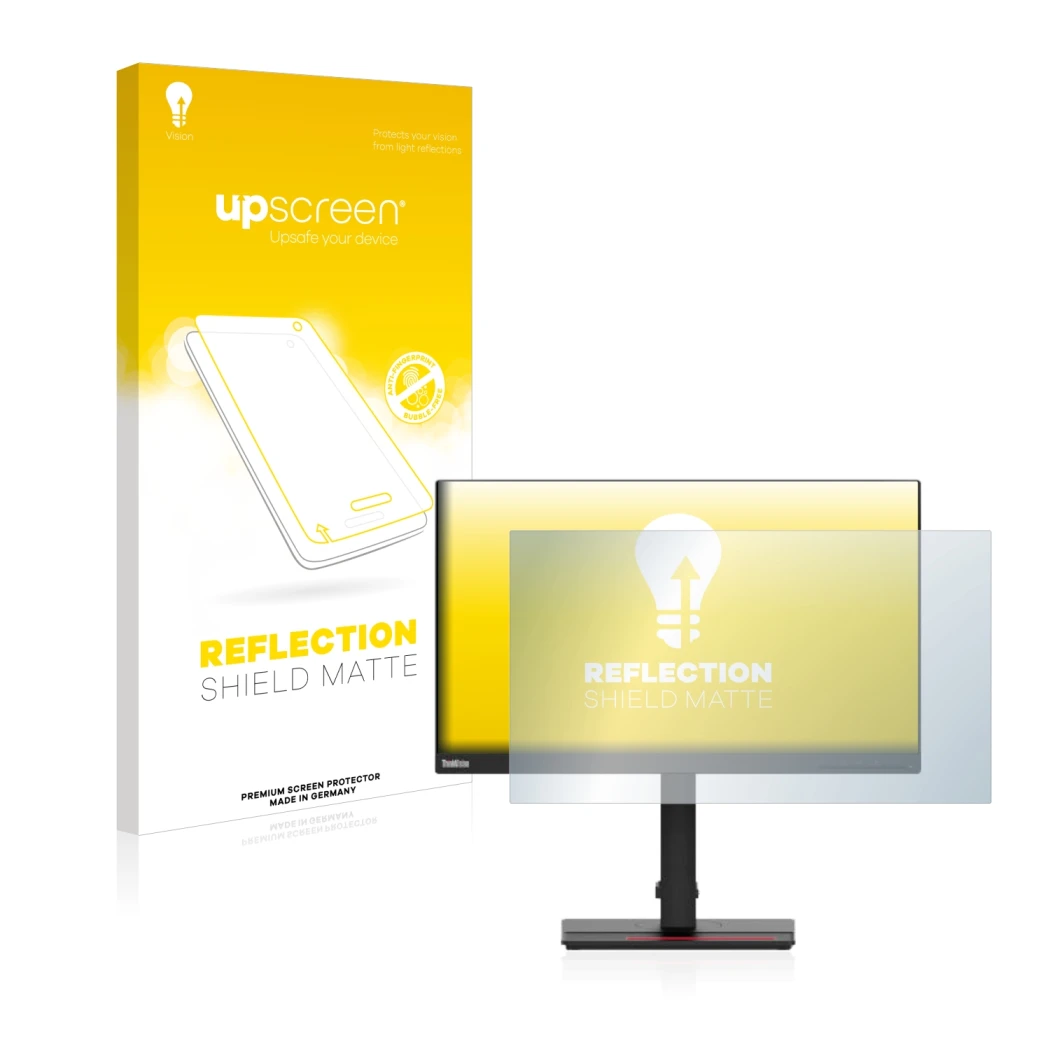 Front side of a product packaging with the brand logo upscreen. Next to it is the device Lenovo ThinkVision T24i-2L shown with