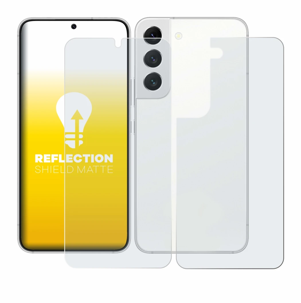 Image of the device Samsung Galaxy S22 5G (Front+Back) with a wide variety of screen protectors.