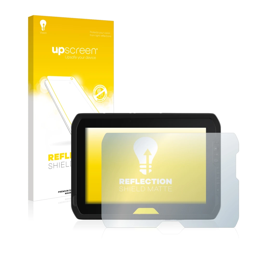 Front side of a product packaging with the brand logo upscreen. Next to it is the device Trimble T100 shown with the correspon