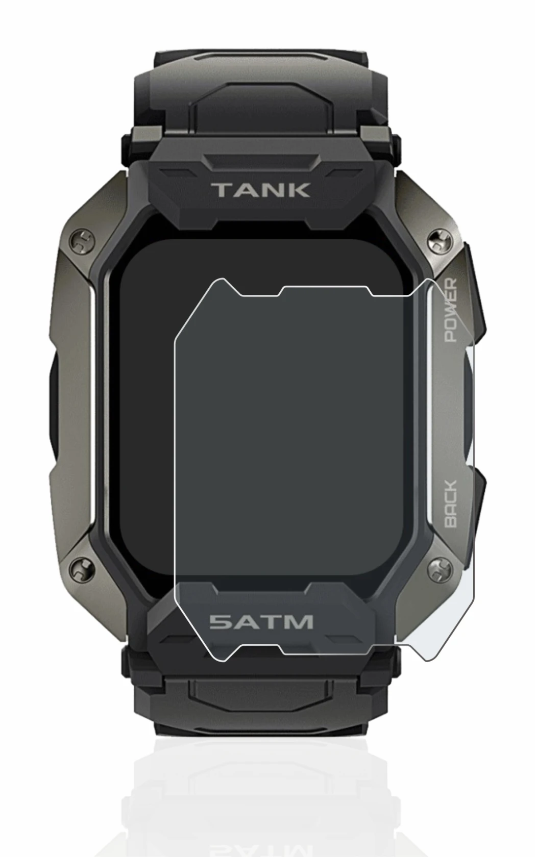 Image of the device Kospet Tank M1 with a wide variety of screen protectors.