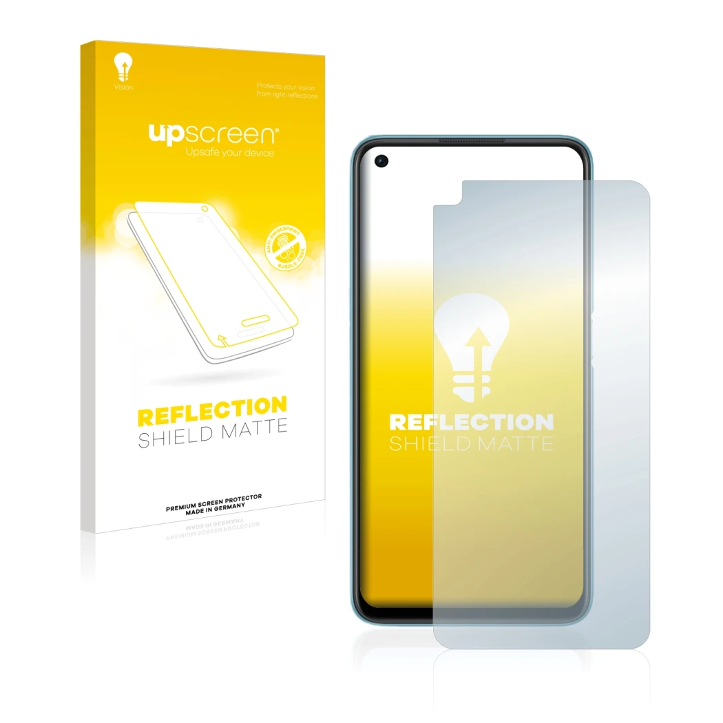 Front side of a product packaging with the brand logo upscreen. Next to it is the device Oppo A76 shown with the corresponding