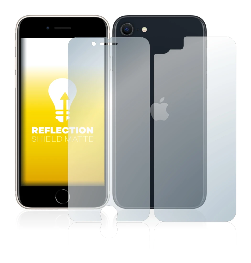 Image of the device Apple iPhone SE 3 2022 (Front+Back) with a wide variety of screen protectors.