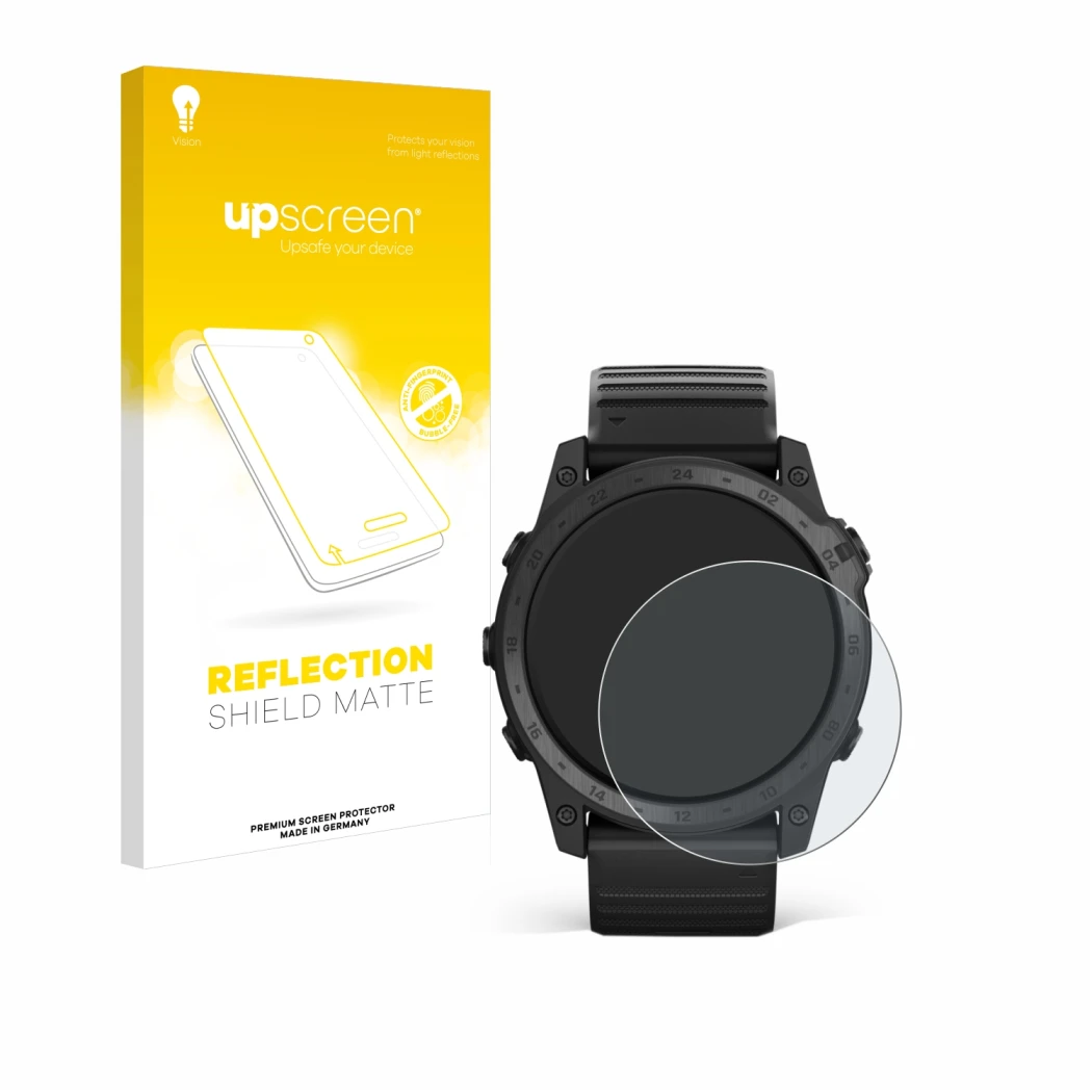 Front side of a product packaging with the brand logo upscreen. Next to it is the device Garmin Tactix 7 Pro shown with the co