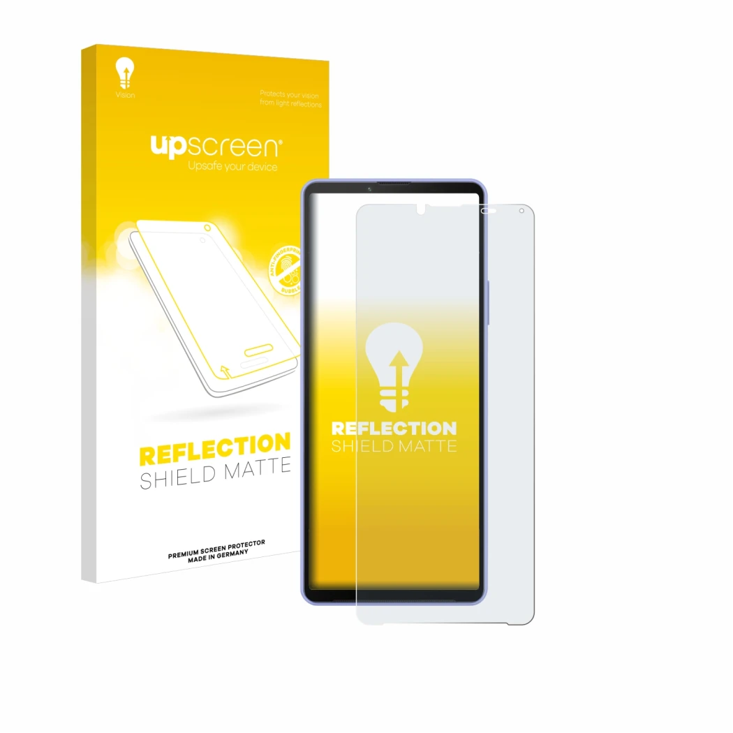 Front side of a product packaging with the brand logo upscreen. Next to it is the device Sony Xperia 10 IV shown with the corr