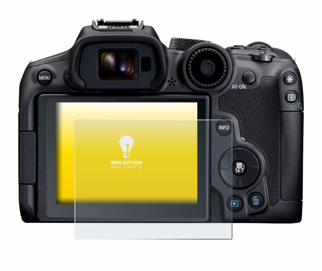 Image of the device Canon EOS R7 with a wide variety of screen protectors.