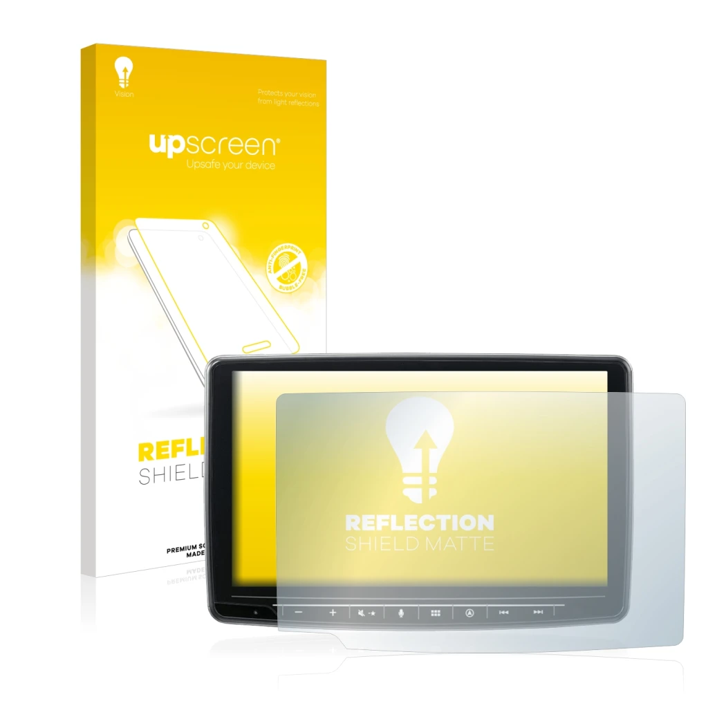 Front side of a product packaging with the brand logo upscreen. Next to it is the device Alpine INE-F904DC shown with the corr