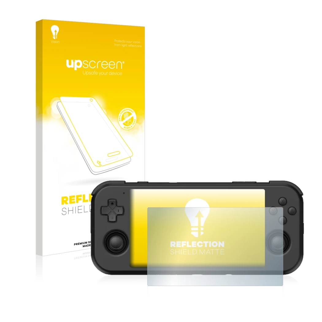 Front side of a product packaging with the brand logo upscreen. Next to it is the device Retroid Pocket 3 shown with the corre