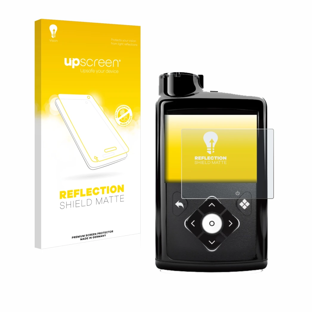 Front side of a product packaging with the brand logo upscreen. Next to it is the device Medtronic Minimed 780G shown with the