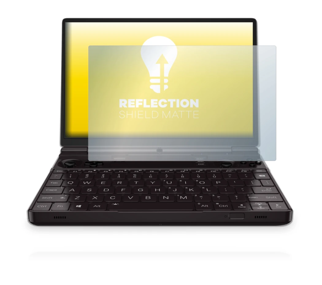 Image of the device GPD Win Max 2 with a wide variety of screen protectors.