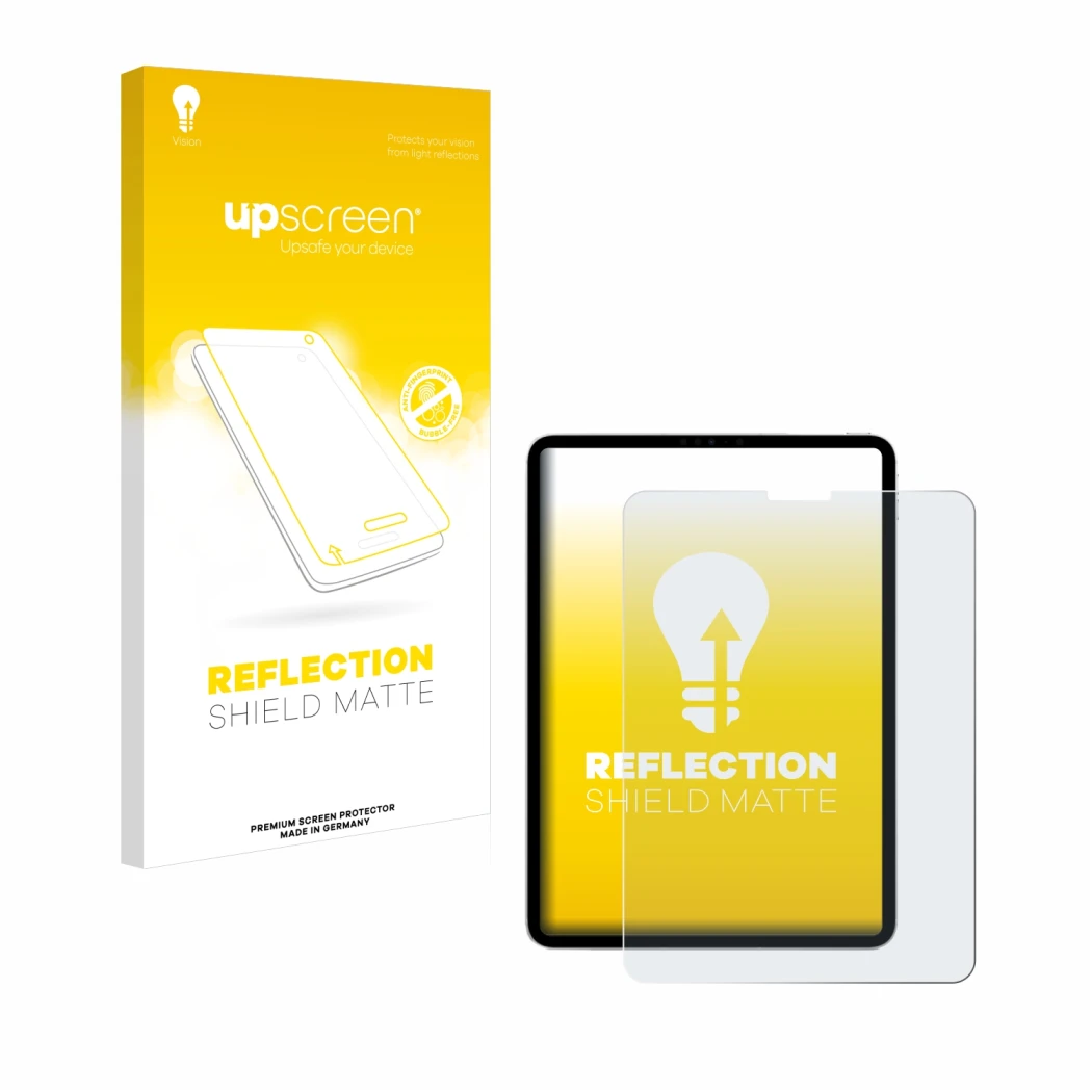 Front side of a product packaging with the brand logo upscreen. Next to it is the device Apple iPad Pro 11