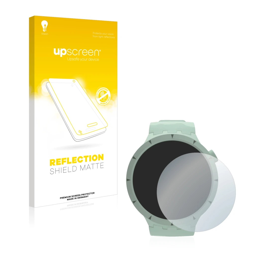 Front side of a product packaging with the brand logo upscreen. Next to it is the device Swatch Big Bold Bioceramic shown with