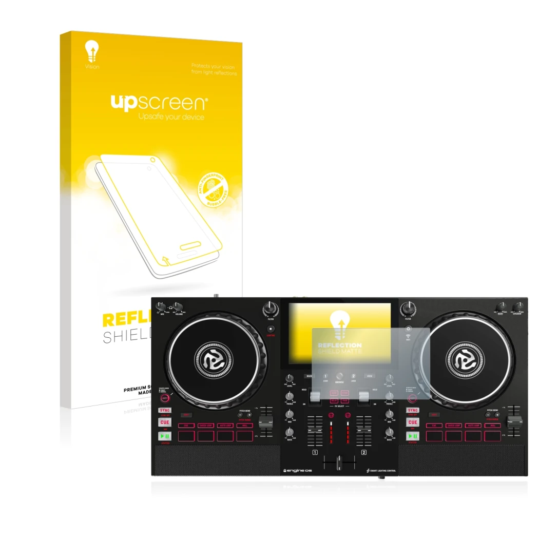 Front side of a product packaging with the brand logo upscreen. Next to it is the device Numark Mixstream Pro shown with the c