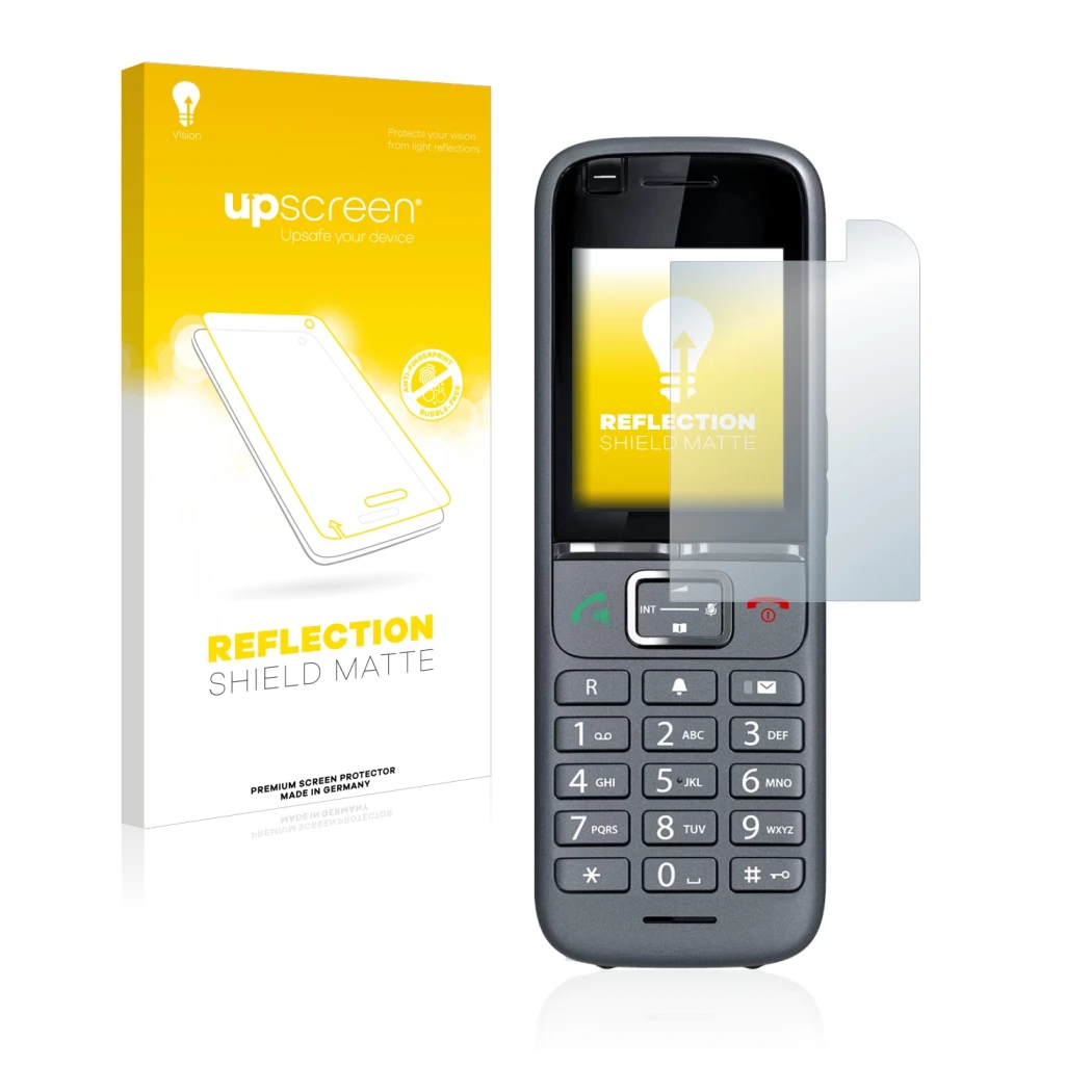 Front side of a product packaging with the brand logo upscreen. Next to it is the device Gigaset S700H PRO shown with the corr