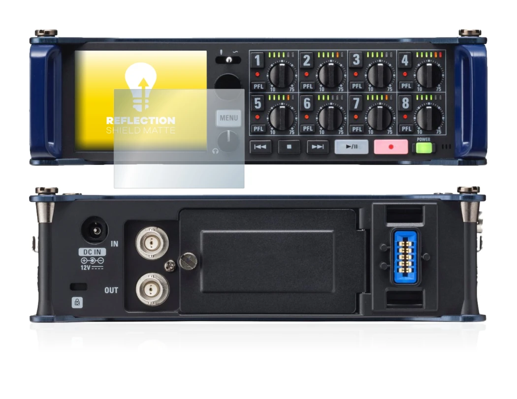 Image of the device Zoom F8 field recorder with a wide variety of screen protectors.