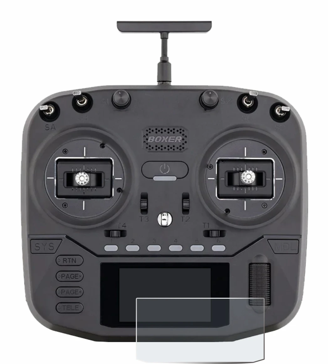 Image of the device Radiomaster Boxer with a wide variety of screen protectors.
