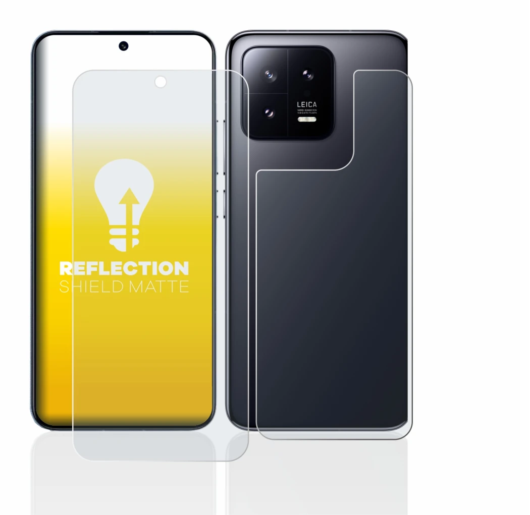 Image of the device Xiaomi 13 (Front+Back) with a wide variety of screen protectors.