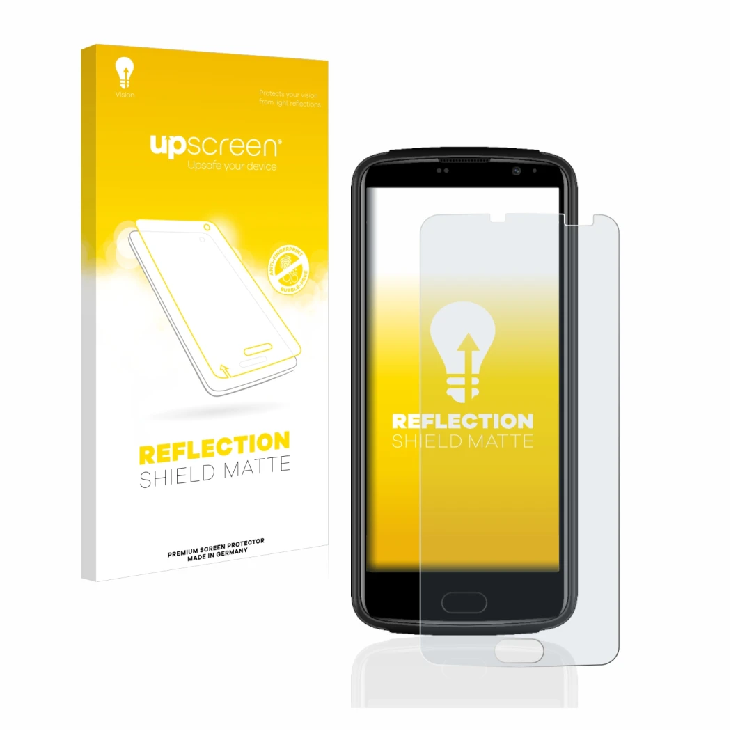 Front side of a product packaging with the brand logo upscreen. Next to it is the device Beafon M7 premium shown with the corr