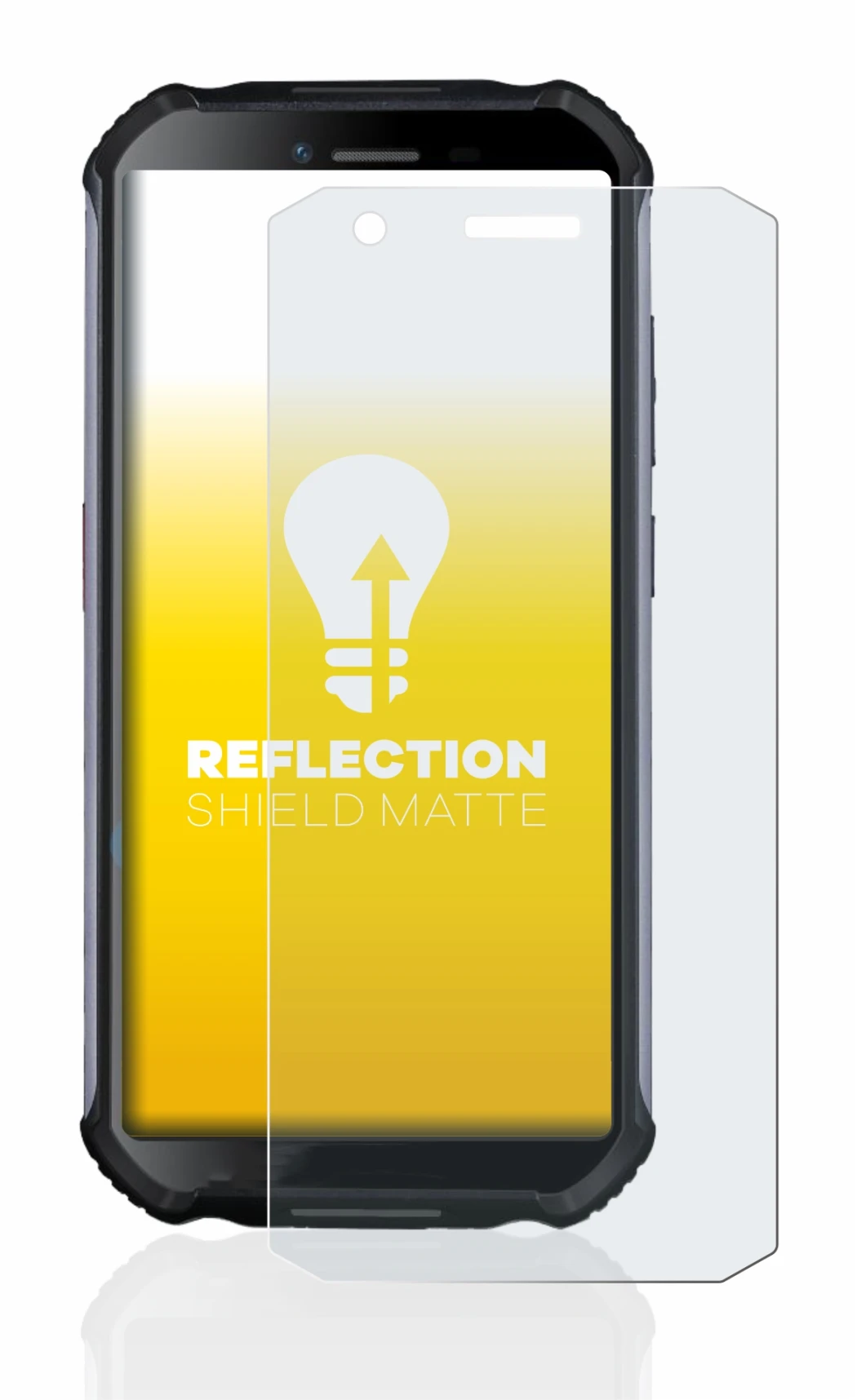 Image of the device Doogee S41 with a wide variety of screen protectors.