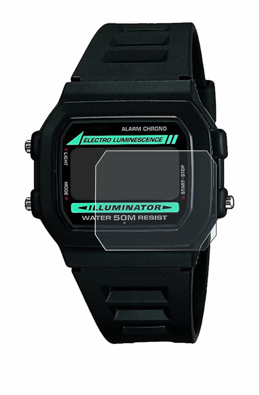Image of the device Casio W-86-1VQES with a wide variety of screen protectors.