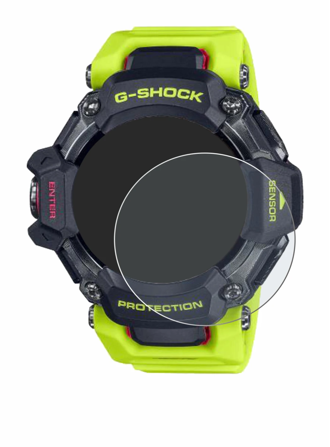 Image of the device Casio G-Shock GBD-H2000 with a wide variety of screen protectors.