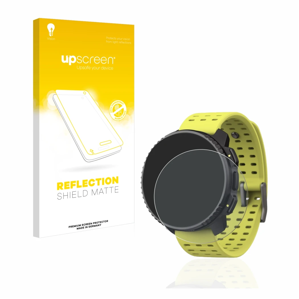Front side of a product packaging with the brand logo upscreen. Next to it is the device Suunto Vertical shown with the corres