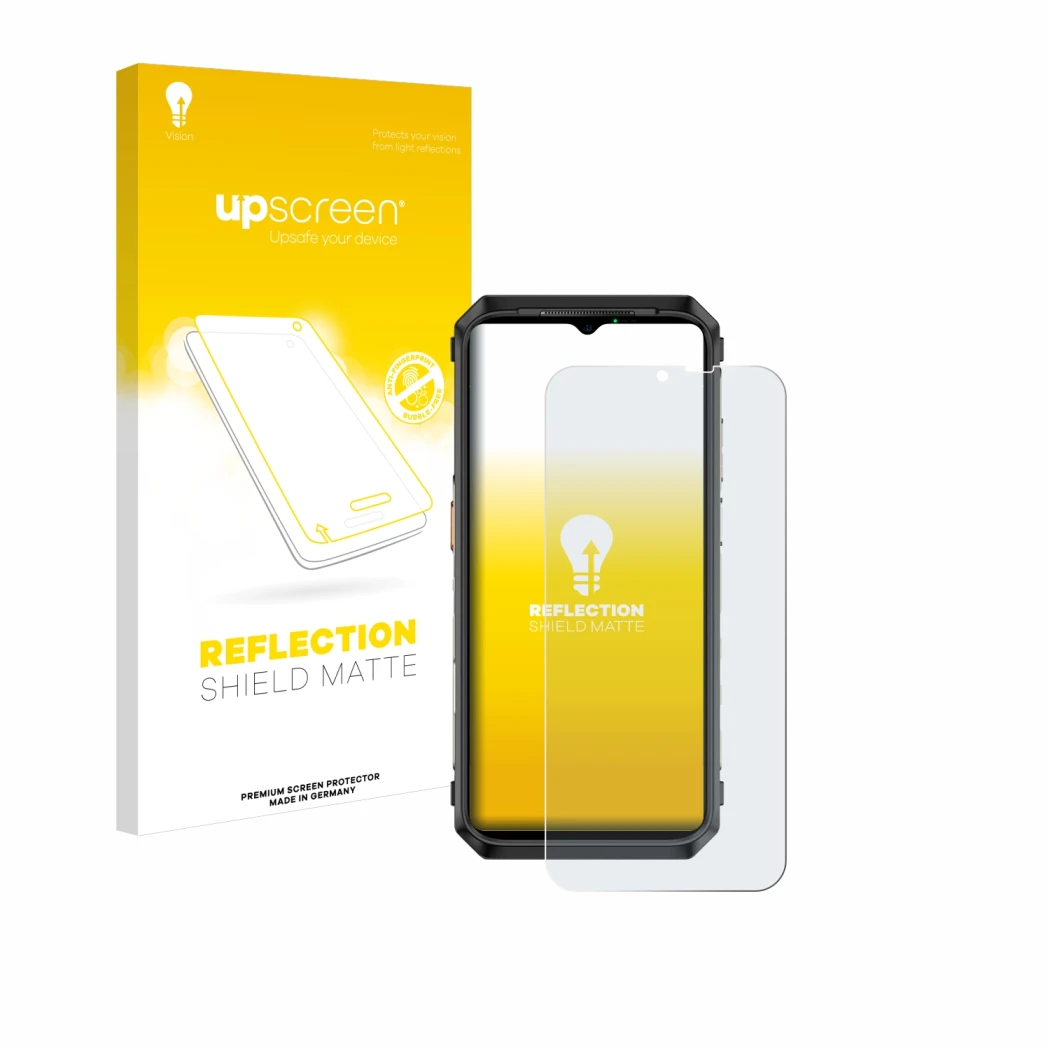 Front side of a product packaging with the brand logo upscreen. Next to it is the device Ulefone Power Armor 19T shown with th