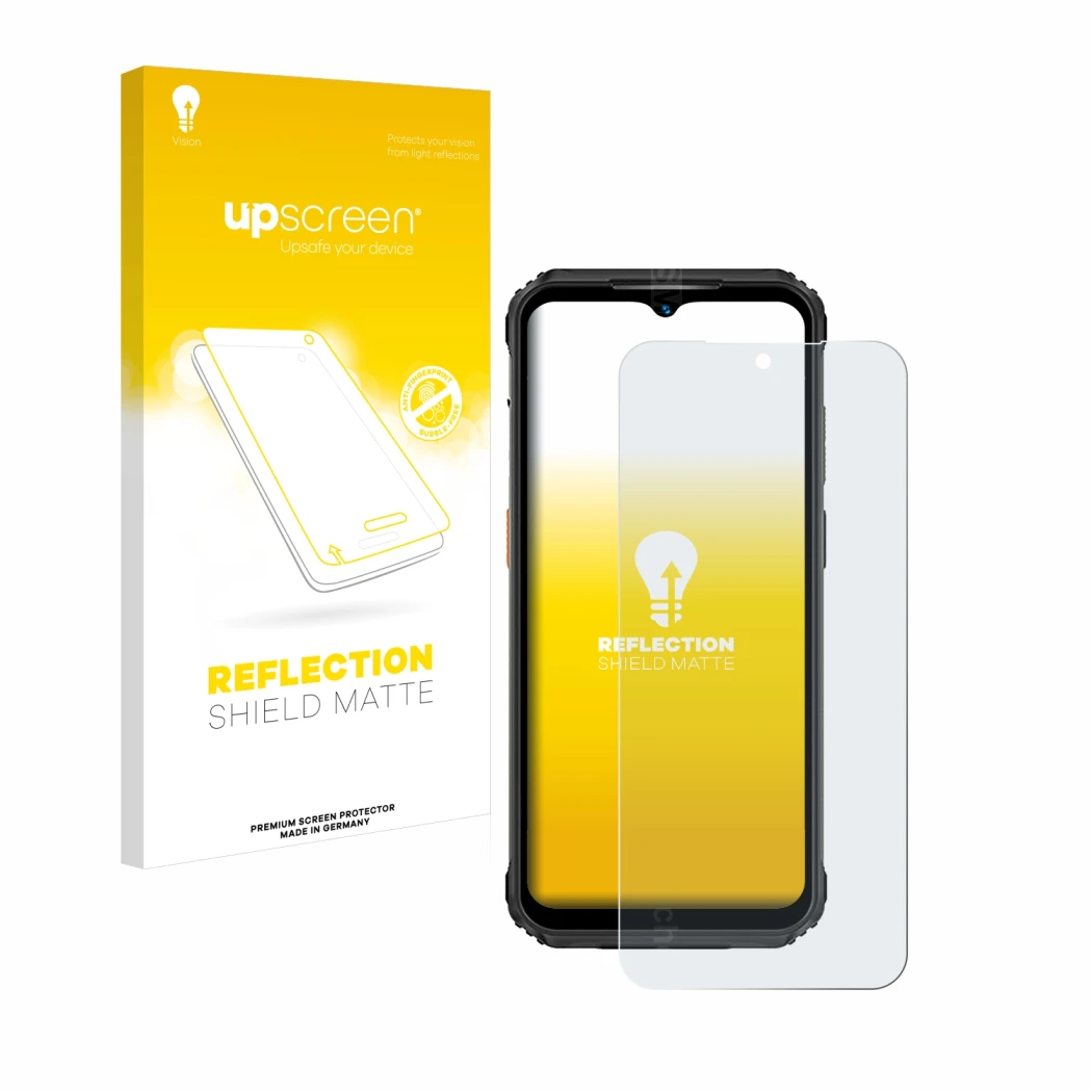 Front side of a product packaging with the brand logo upscreen. Next to it is the device Ulefone Armor 21 shown with the corre